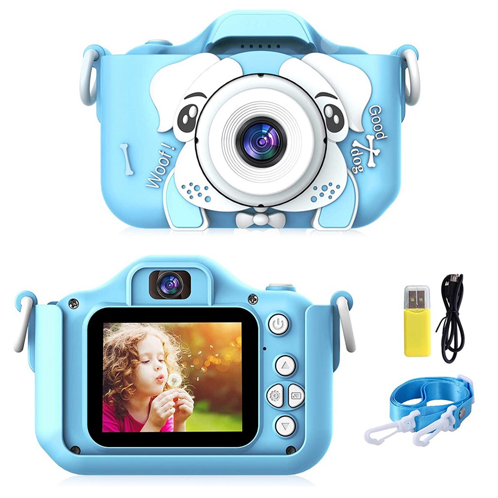 Q9 Child Camera 20MP Child Rechargeable Digital Camera 2.0 Inch IPS Screen Cartoon Toy Camera Dual Camera +32GB Memory Card